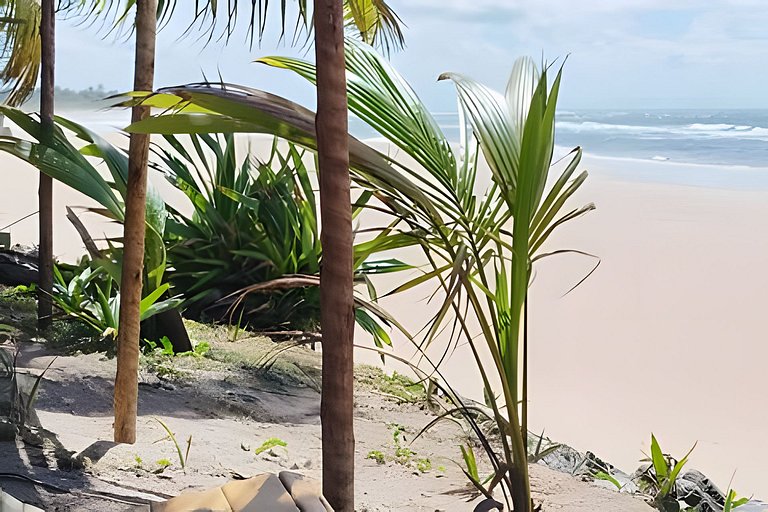 Casa Licuri Praia de Algodões, na beira do mar.