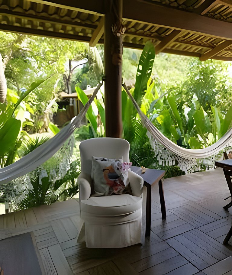 Casa Licuri Praia de Algodões, na beira do mar.