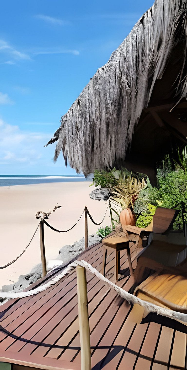 Casa Licuri Praia de Algodões, na beira do mar.