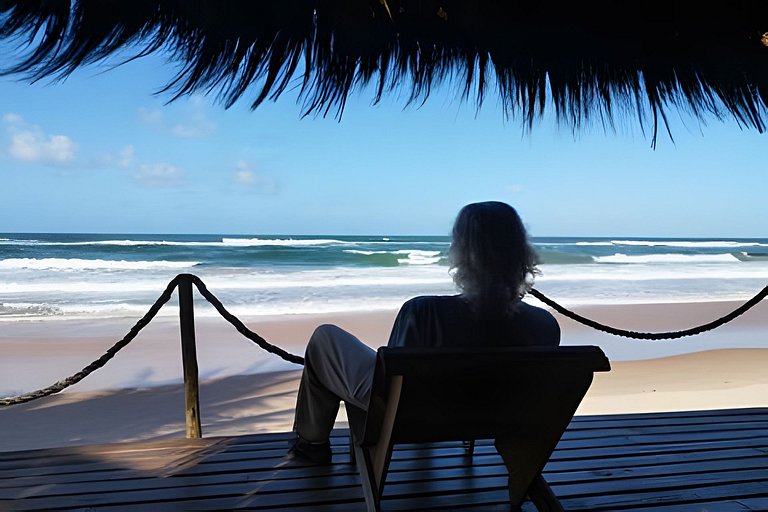 Casa Licuri Praia de Algodões, na beira do mar.
